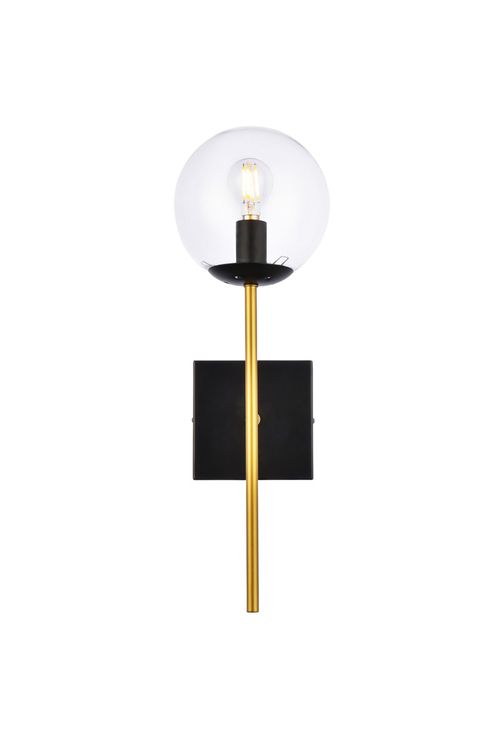 Black and Brass One Light Wall Sconce from the Neri Collection