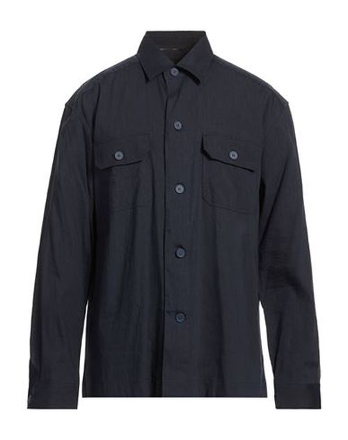 Man Shirt Midnight blue Size L Linen, Viscose, Elastane