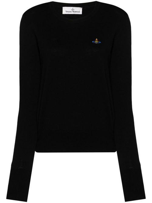 Orb-embroidered crew-neck jumper - Black