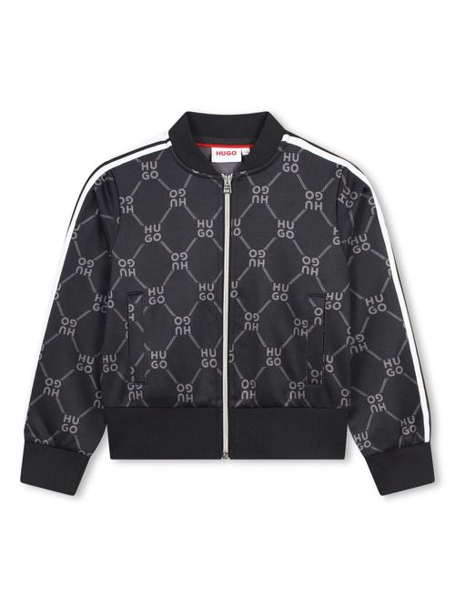 Logo-print zip-up cardigan - Black