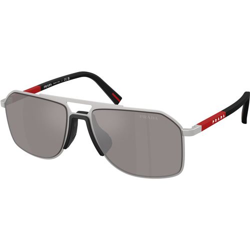 Prada Linea Rossa Man Prada Linea Rossa PS B51S 18X80I Sunglasses Metal Silver Silver Pilot Normal Mirrored