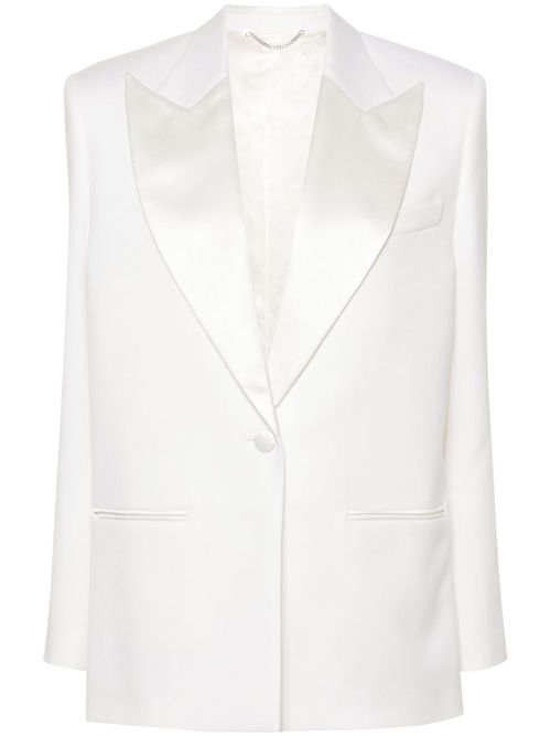 Single-breasted wool suit jacket - Neutrals