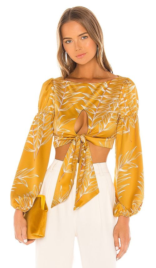 Camila Coelho OBERTEIL MARCIA in Mustard. Größe XS. Also in M