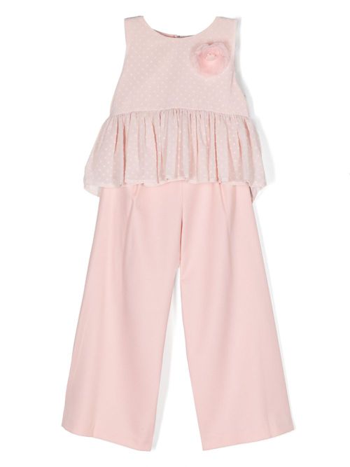 Polka-dot embroidered trousers set - Pink