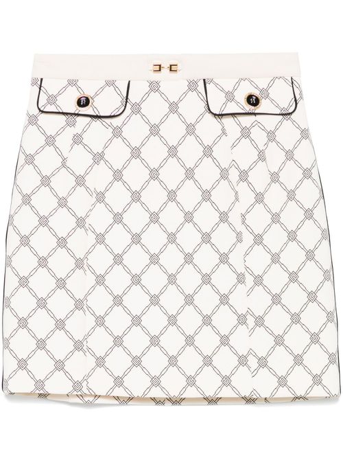 Diamond-print crepe mini skirt - Neutrals
