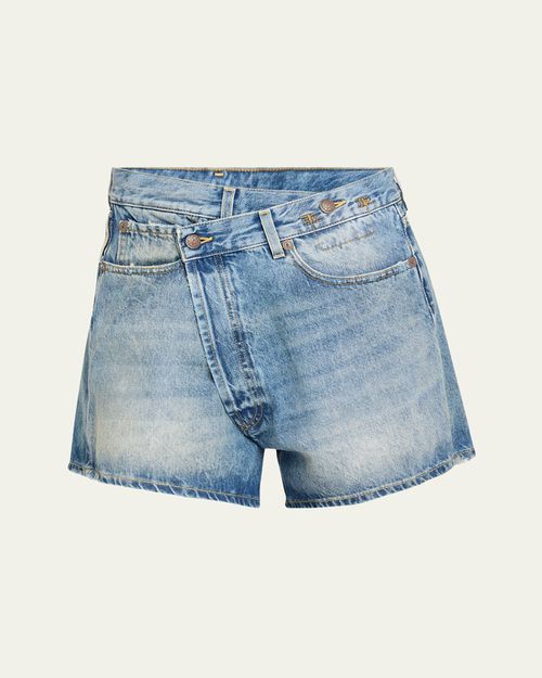 Crossover Denim Shorts