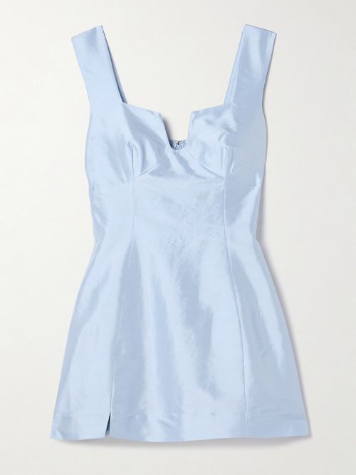 knee length dresses for ladies Bow-Detail A-Line Mini Dress in Powder Blue Stripe - 2 main image 1