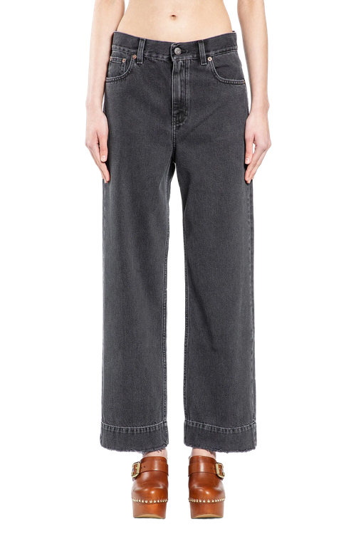 Straight-Leg Denim Jeans — Black