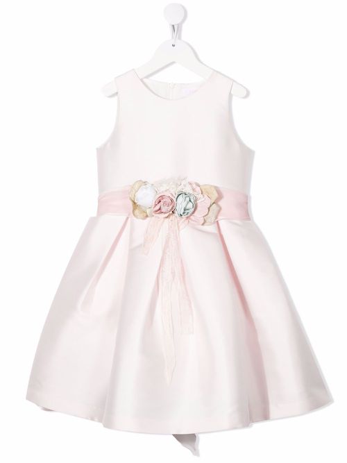 Flower-applique detail dress - Pink