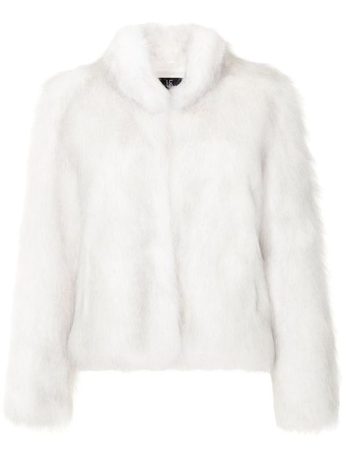 Fur Delish high-neck jacket - White