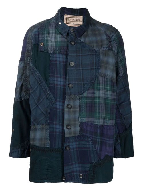 Patchwork button-up shirt - Blue