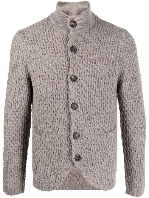 Textured-knit merino wool cardigan - Neutrals
