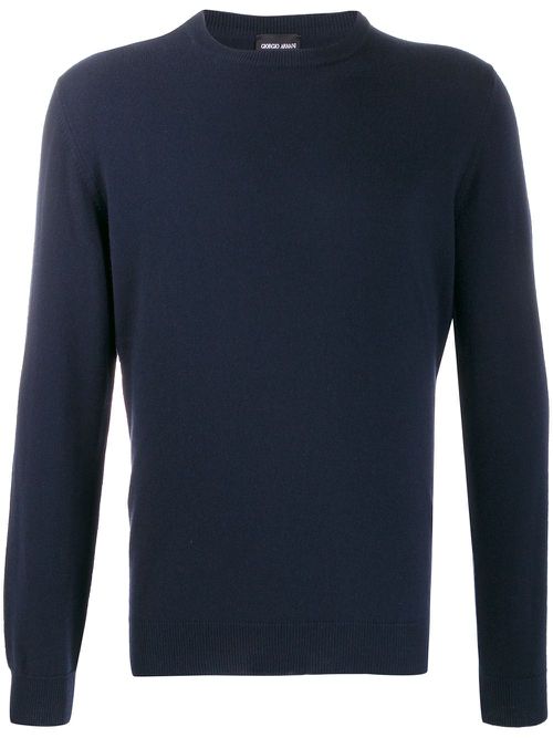 Fine knit crew neck sweater - Blue