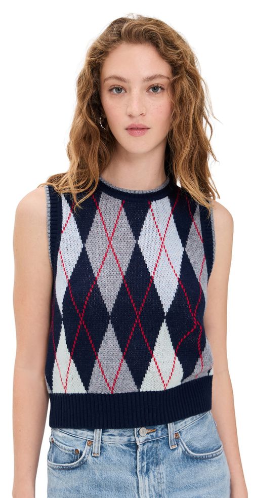 Argyle Sweater Vest Ivory