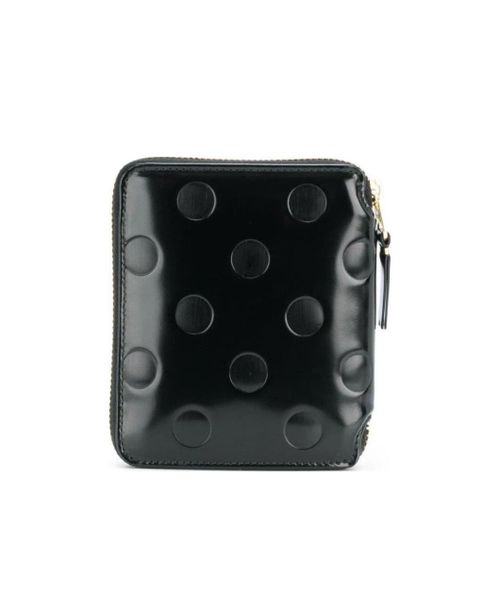 Logo dot embossed zipper wallet