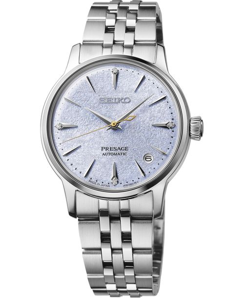 Women's Presage Cocktail Time Mid-Size Stainless Steel Automatic Bracelet Watch, 34mm - Light Blue