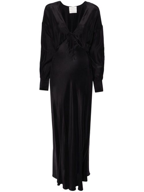 V-neck silk maxi dress - Black