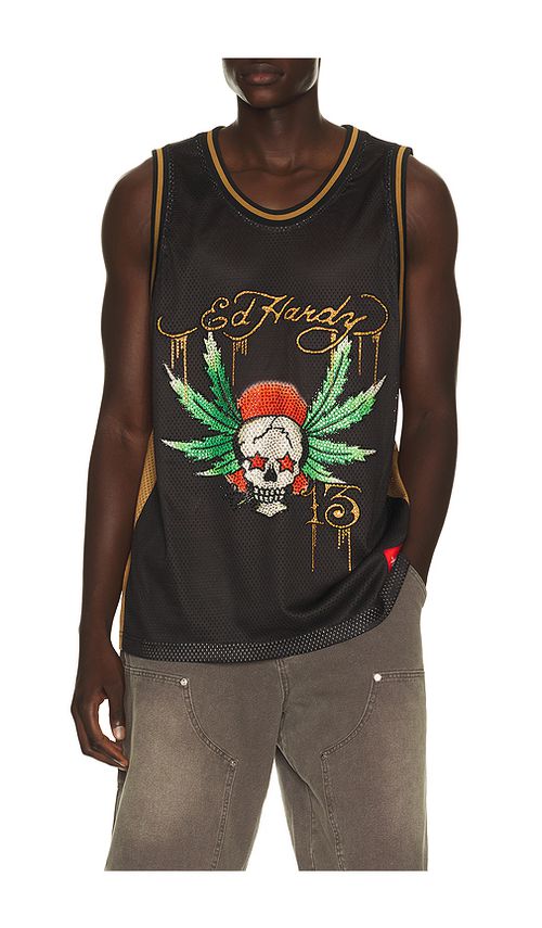 Ed Hardy By Appointment Only Weed Skull Jersey in Black. XL/1X. Also in S