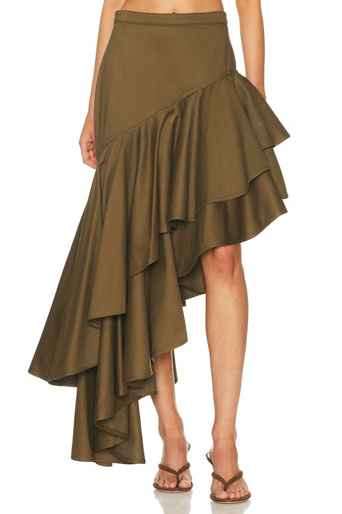 Adam Lippes Cortes Skirt in Military Green - Olive.  6 also in
