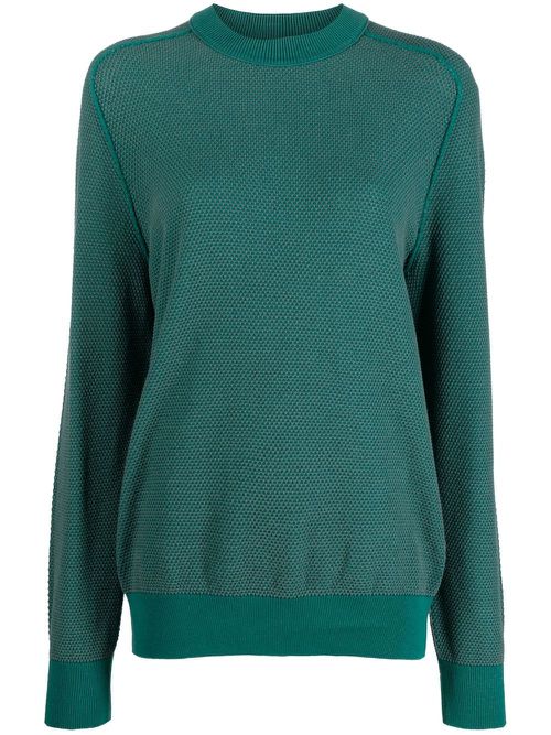 Textured round-neck jumper - Green