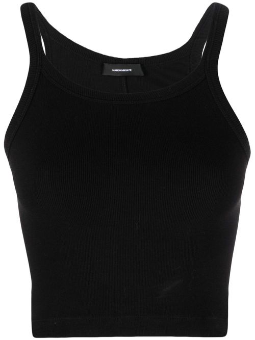 Scoop-neck cropped top - Black