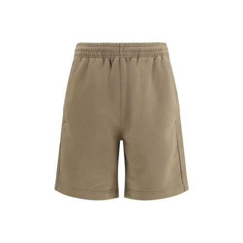 Cotton Check-Trim Bermuda Shorts — Brown