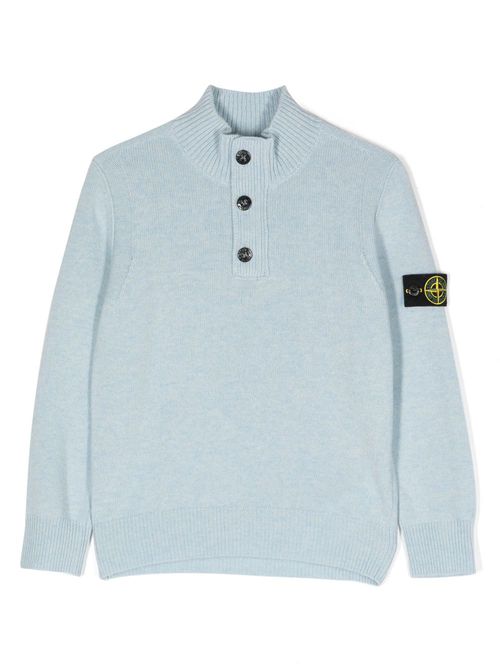 Compass-motif knitted top - Blue