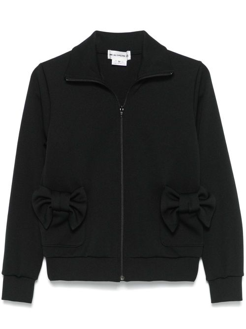 Bow-detail zip-up top - Black