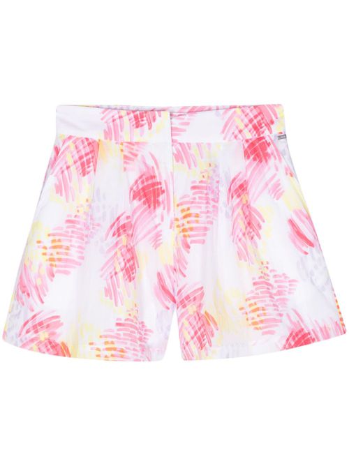 Abstract-print pleated shorts - Pink