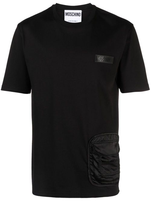 Logo-appliqué cotton T-shirt - Black