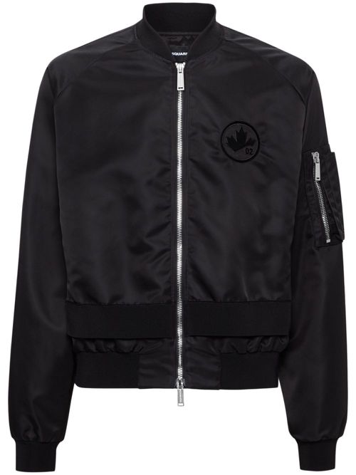 Logo-appliqué bomber jacket - Black