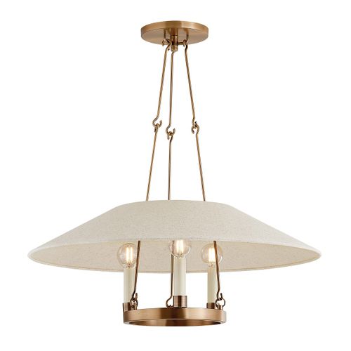Patina Brass Three Light Chandelier from the Archive Collection