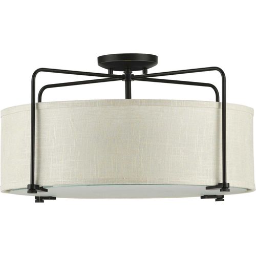 Antique Bronze Three Light Semi Flush Convertible from the Kempsey Collection