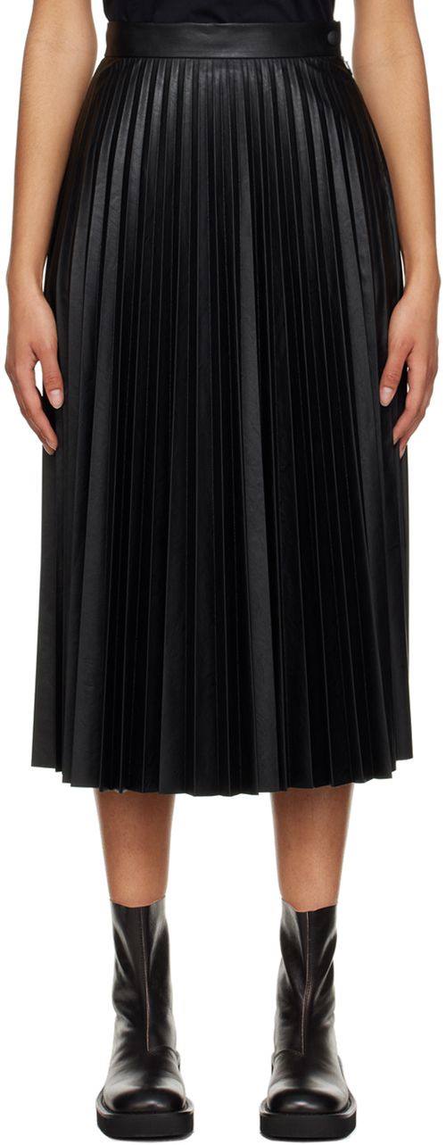 Black pleated midi skirt