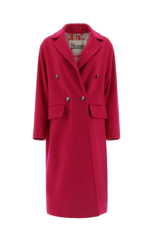 Virgin Wool Double-Breasted Coat — Red
