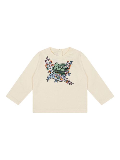 Embroidered-design T-shirt - Neutrals