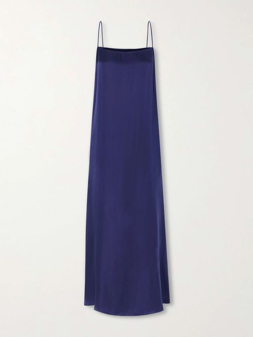 Mae Silk Satin Maxi Dress - Blue
