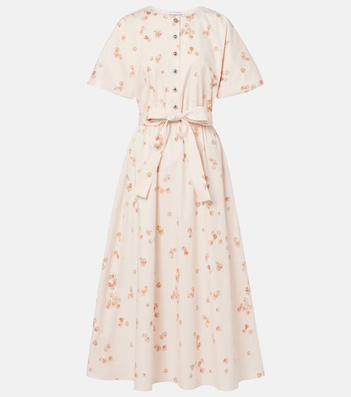 Paulina floral belted cotton-blend midi dress