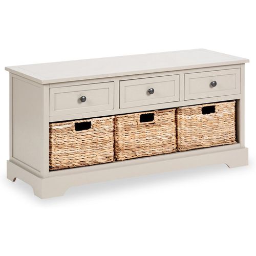 Devonshire Cottage Pine Storage Bench with Natural Baskets | Roseland