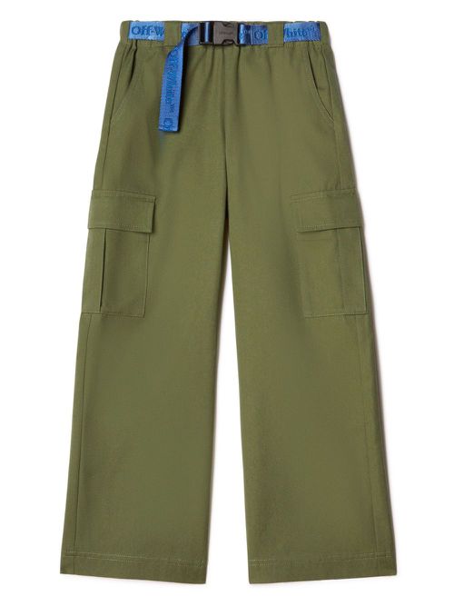 Logo-belt cargo trousers - Green