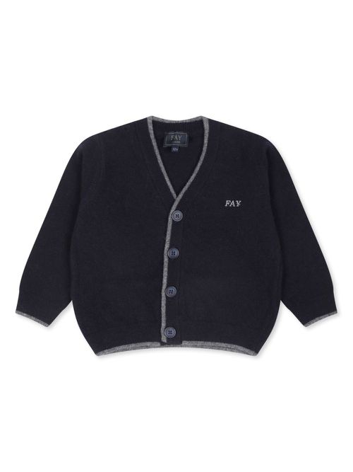 Logo-embroidered cardigan - Blue