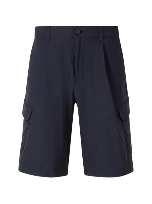 Pleat-Detail Cargo Shorts — Navy