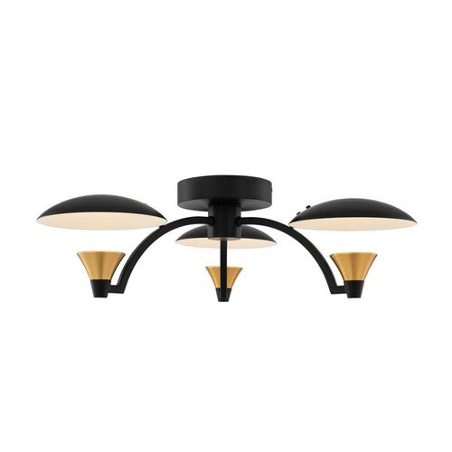Redding Ceiling Light in Matte Black with White and Brass Accent