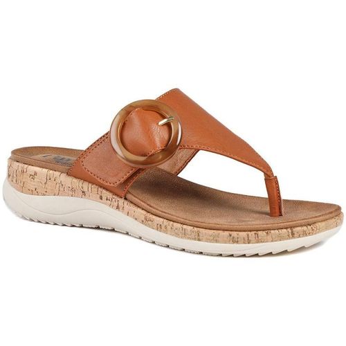 Pavers Women's Wide Fit Comfort Toe Post Sandals in Tan