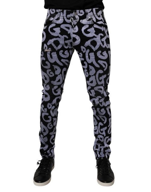 Logo Monogram Cotton Jeans — Black