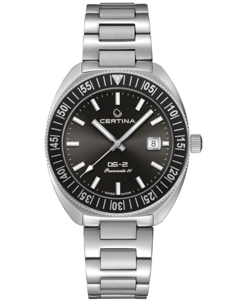 Men's Swiss Automatic Ds-2 Stainless Steel Bracelet & Gray Synthetic Strap Watch 41mm Gift Set - Anthracite