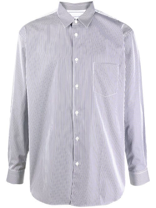 Comme Des Garçons contrast striped pocket shirt - Blue