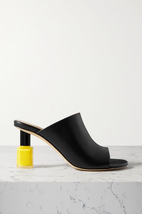 Nail Polish Leather Mules - Black