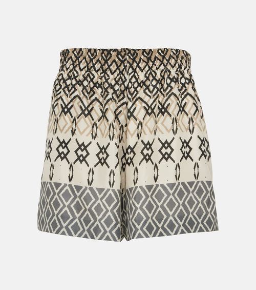 Printed silk shorts