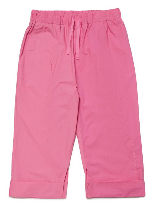 Logo-embroidered cotton trousers - Pink